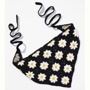 crochet floral hair scarf